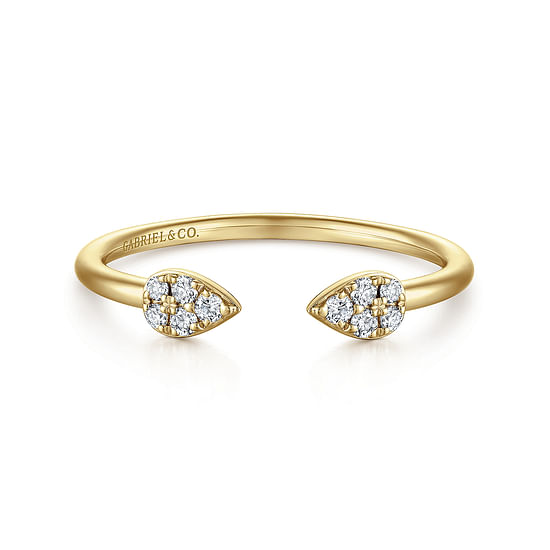 Gabriel - 14K Yellow Gold Teardrop Pavé Diamond Split Ring