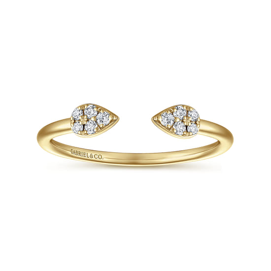 14K Yellow Gold Teardrop Pavé Diamond Split Ring angle 4