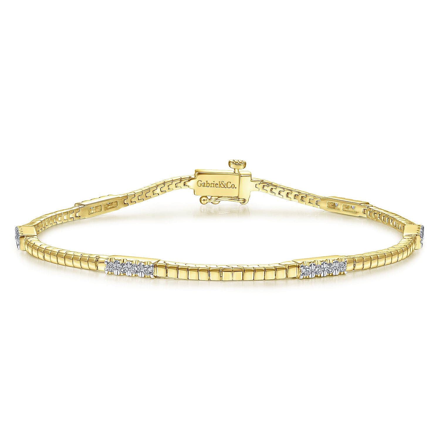 Gabriel - 14K Yellow Gold Tennis Bracelet with Diamond Stations