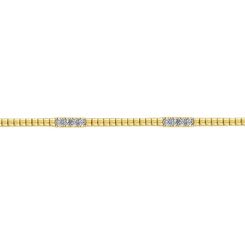 14K Yellow Gold Tennis Bracelet with Diamond Stations