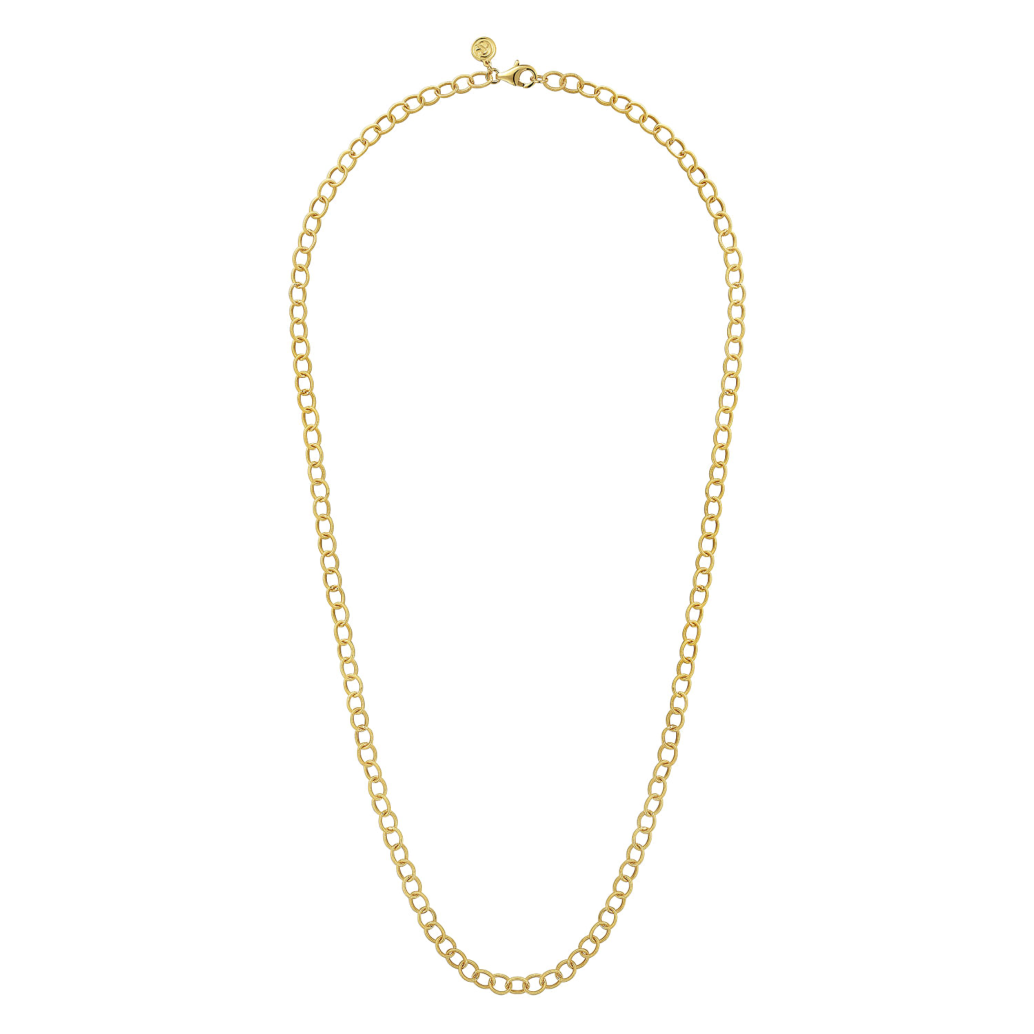 14K Yellow Gold Textured Oval Link Chain Necklace