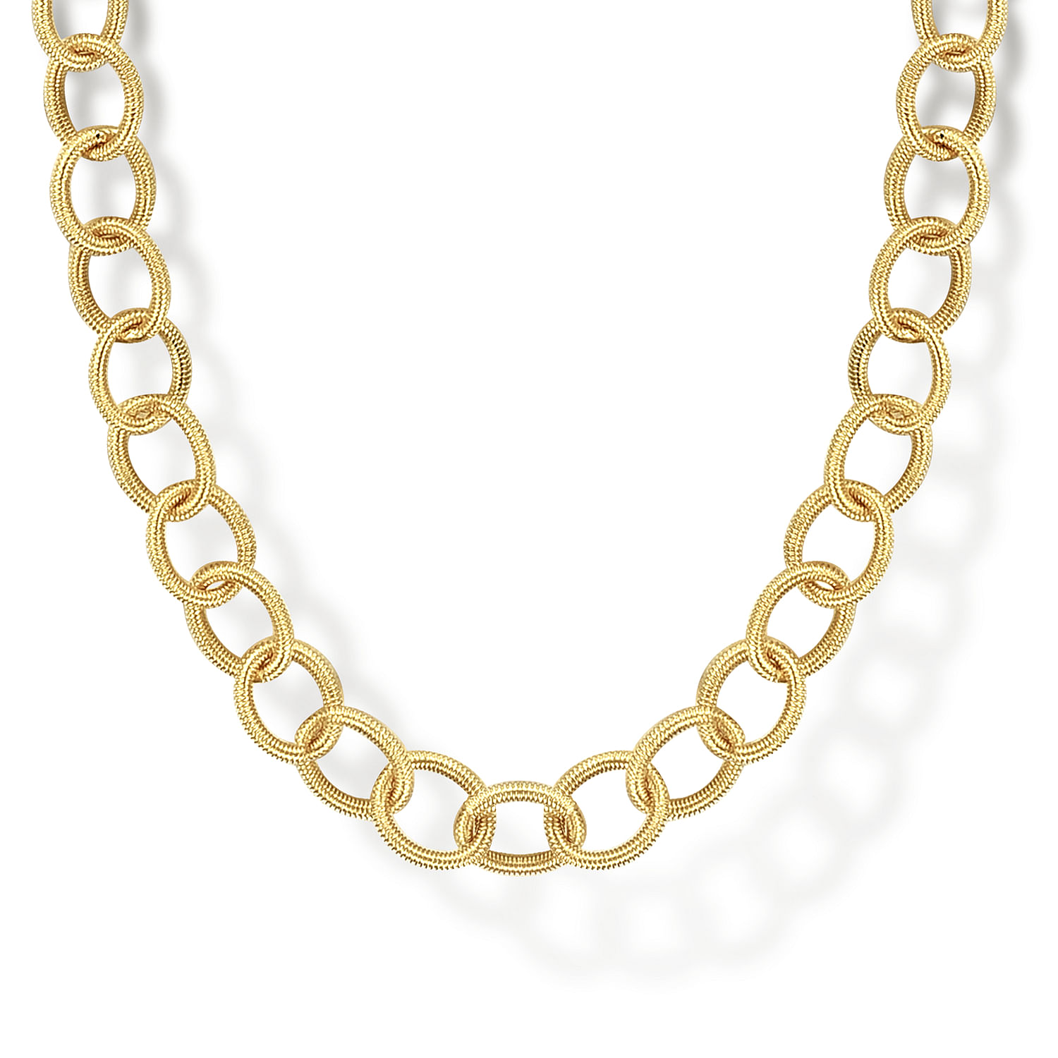 Gabriel - 14K Yellow Gold Textured Oval Link Chain Necklace
