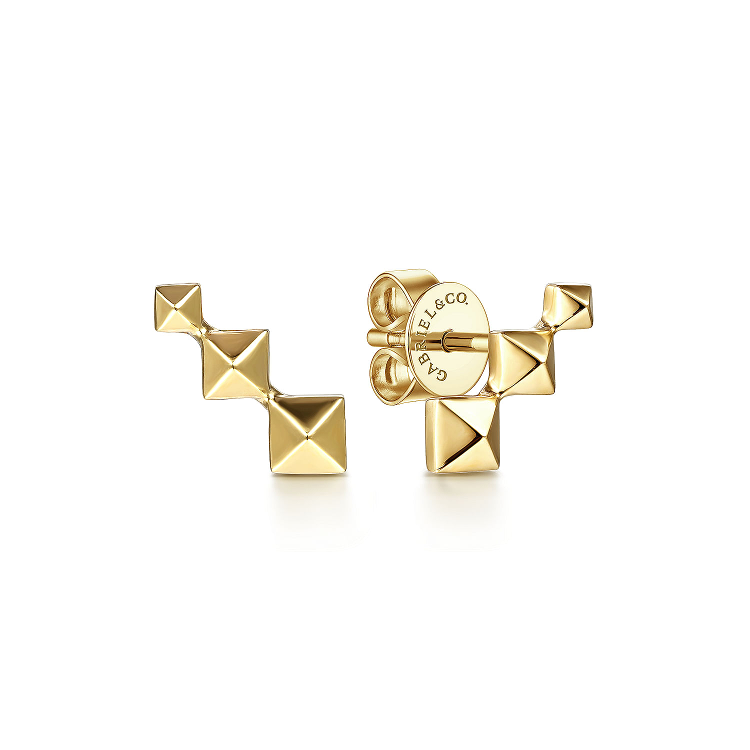 Gabriel - 14K Yellow Gold Three Pyramid Stud Earrings