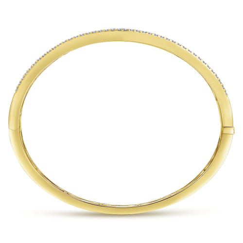14K Yellow Gold Three Row Diamond Bangle