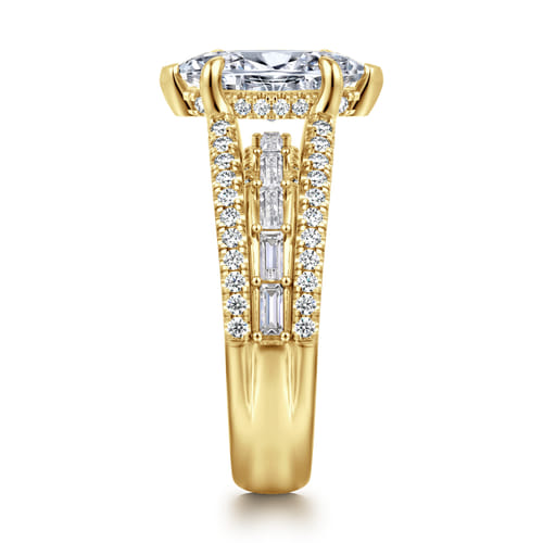 14K Yellow Gold Three Row Marquise Shape Diamond Engagement Ring 14K Yellow Gold Three Row Marquise Shape Diamond Engagement Ring