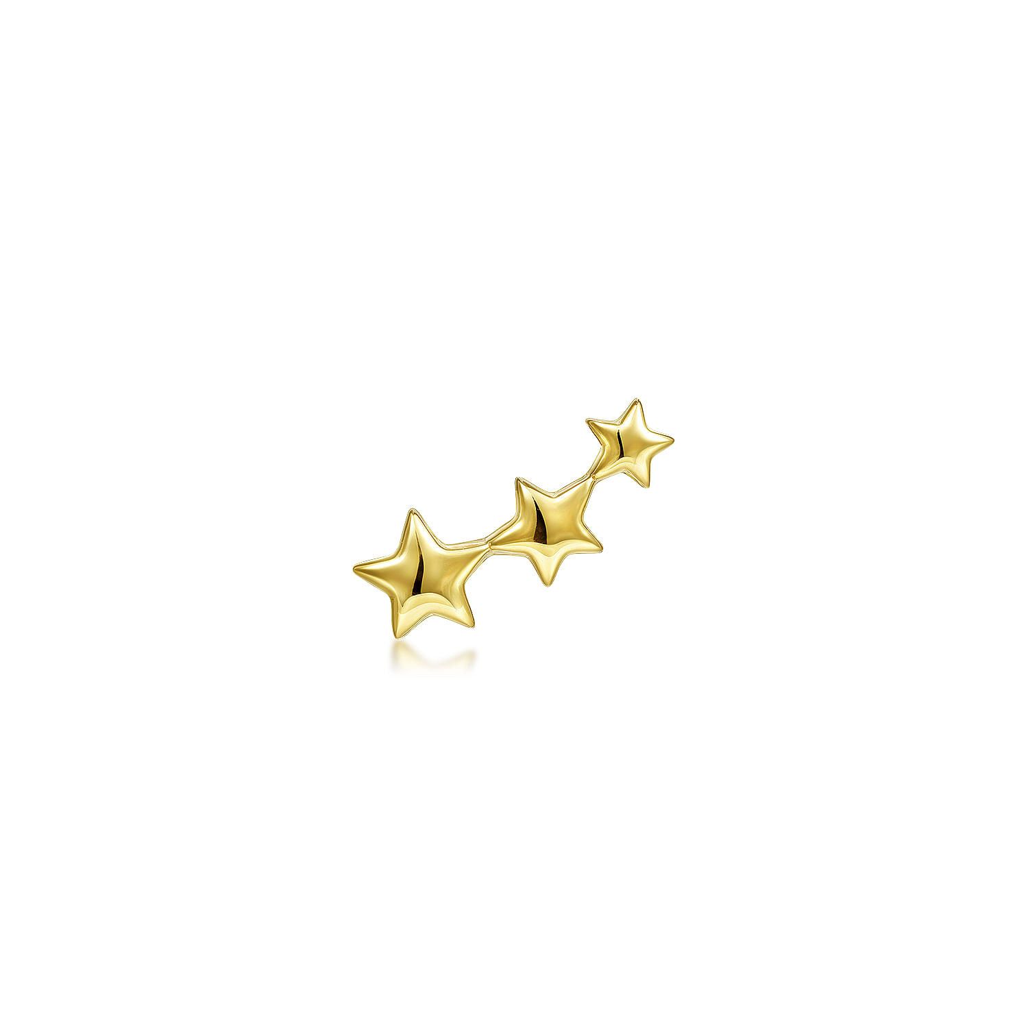 14K Yellow Gold Three Star Single Stud Earring