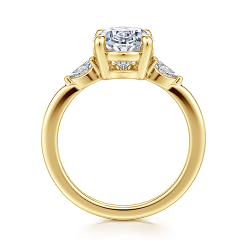 14K Yellow Gold Three Stone Oval Diamond Engagement Ring