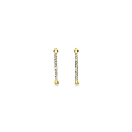 14K Yellow Gold Tiger Claw Set Diamond 15mm Round Huggie Earrings