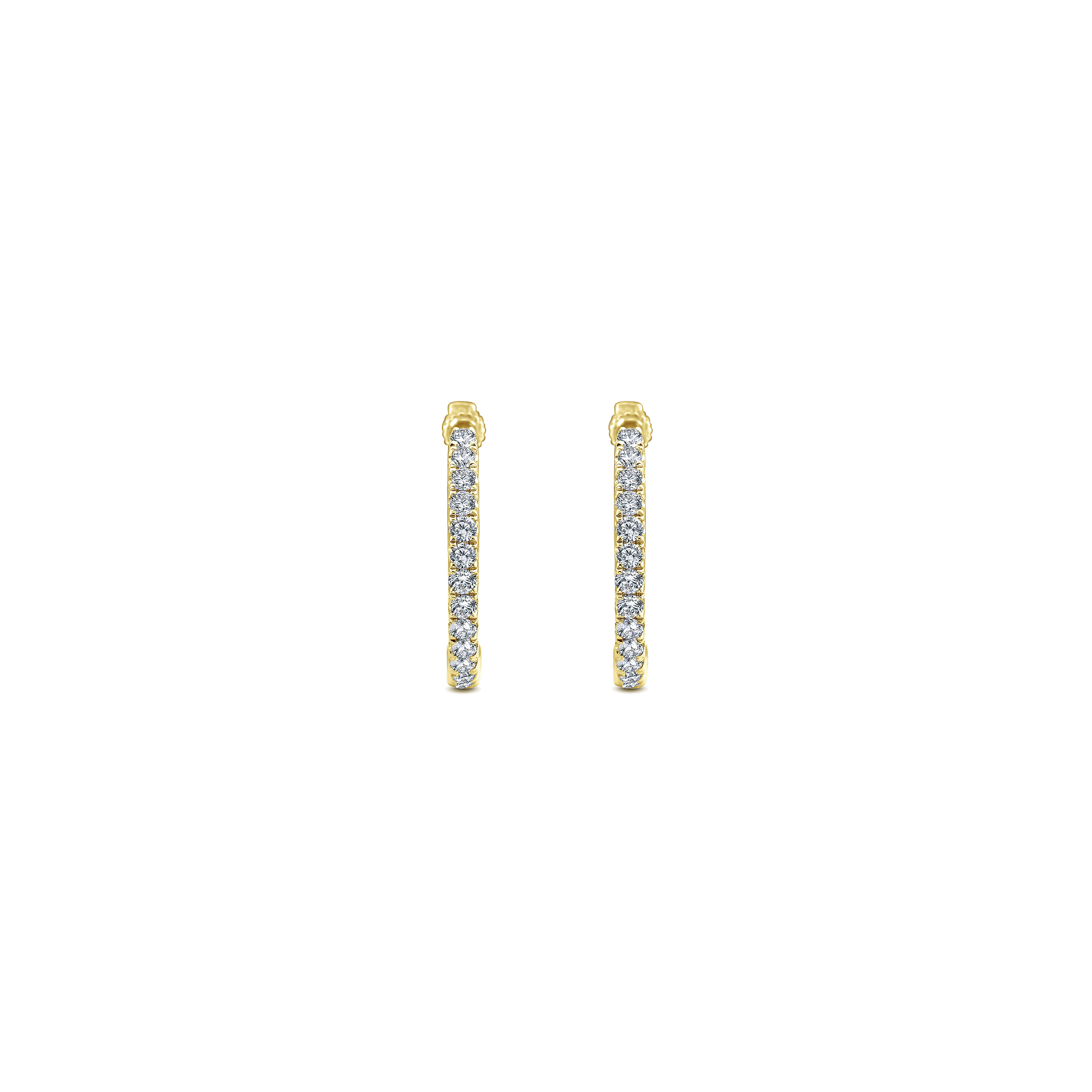14K Yellow Gold Tiger Claw Set Diamond 15mm Round Huggie Earrings