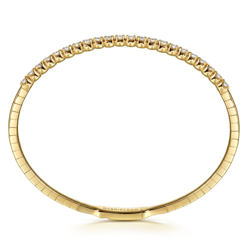 14K Yellow Gold Tiger Claw Set Diamond Split Bangle 