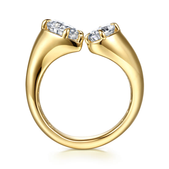 14K Yellow Gold Toi et Moi Pear Shape Diamond Engagement Ring angle 2