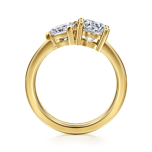14K Yellow Gold Toi et Moi Round Diamond Engagement Ring