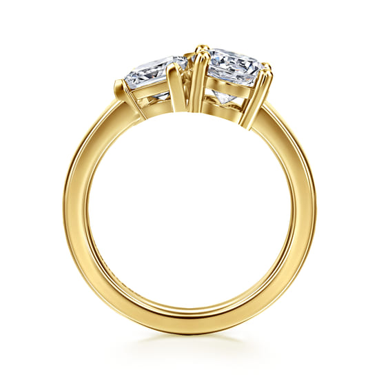 14K Yellow Gold Toi et Moi Round Diamond Engagement Ring angle 2