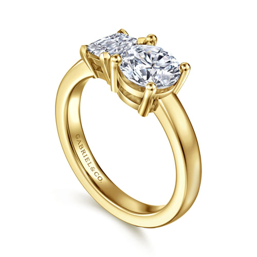 14K Yellow Gold Toi et Moi Round Diamond Engagement Ring