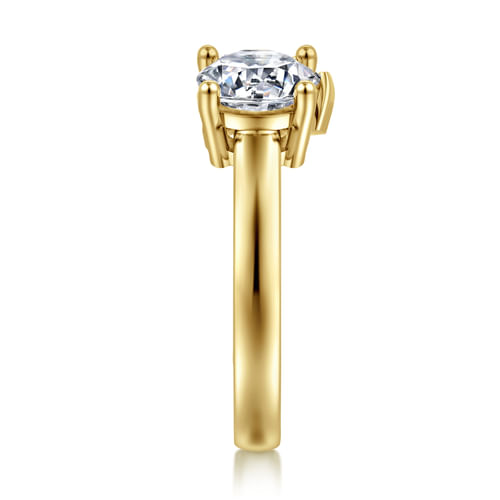 14K Yellow Gold Toi et Moi Round Diamond Engagement Ring