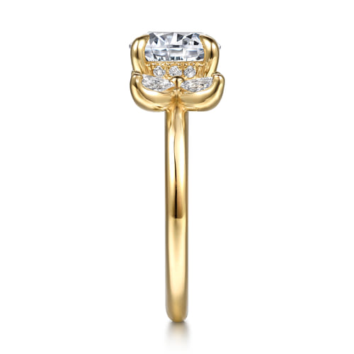 14K Yellow Gold Toi et Moi Round Diamond Engagement Ring