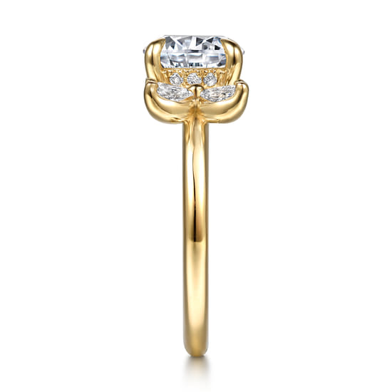 14K Yellow Gold Toi et Moi Round Diamond Engagement Ring angle 5 14K Yellow Gold Toi et Moi Round Diamond Engagement Ring angle 5