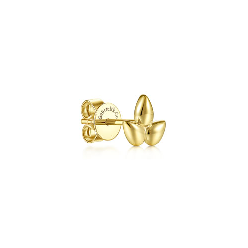 14K Yellow Gold Triple Teardrop Single Stud Earring