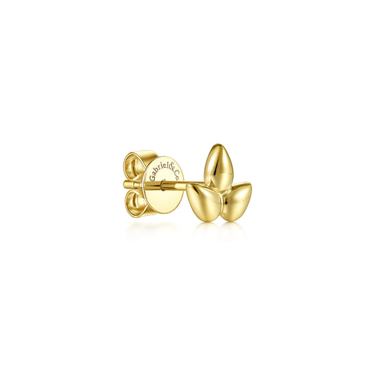 14K Yellow Gold Triple Teardrop Single Stud Earring