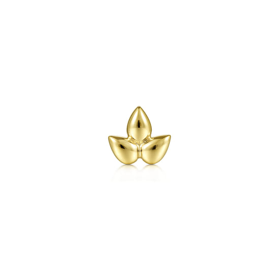 14K Yellow Gold Triple Teardrop Single Stud Earring angle 2
