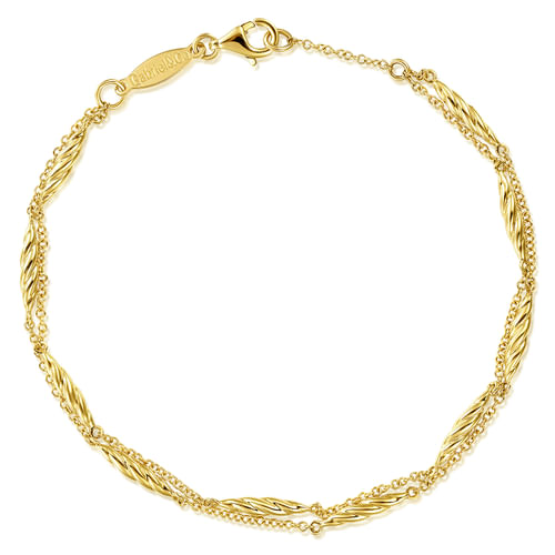 14K Yellow Gold Twisted Chain Bracelet