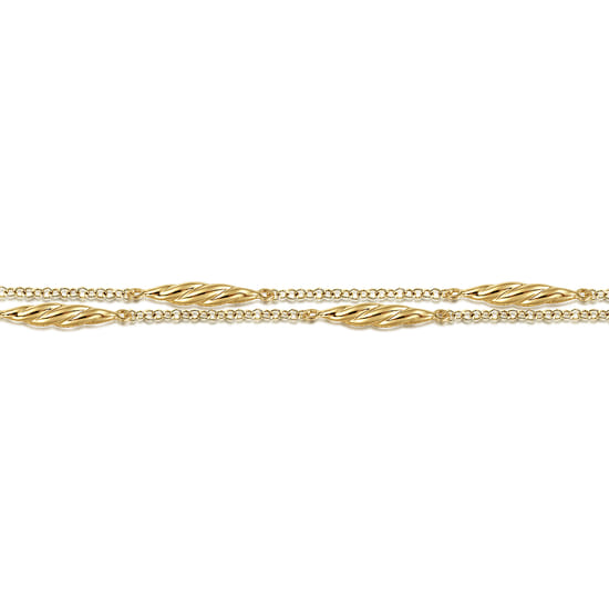14K Yellow Gold Twisted Chain Bracelet angle 2