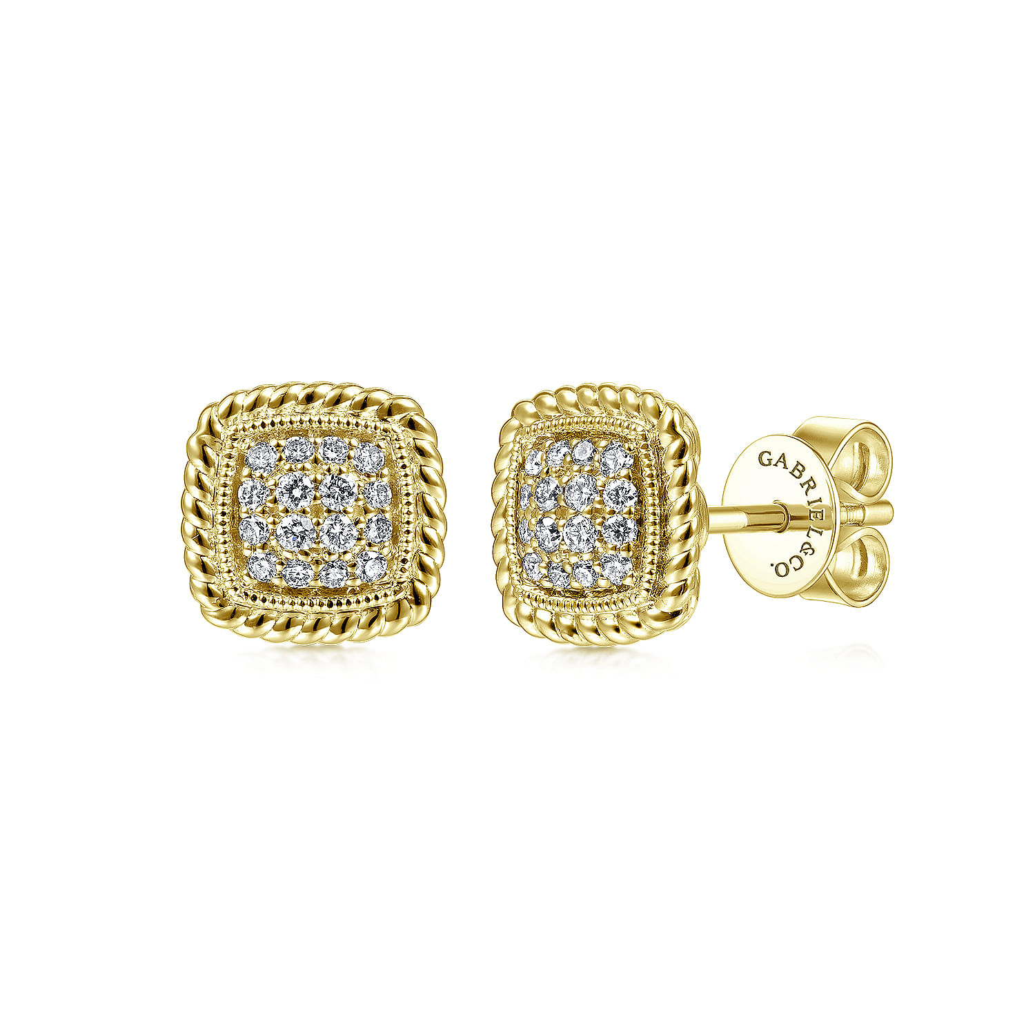 Gabriel - 14K Yellow Gold Twisted Cluster Diamond Stud Earrings