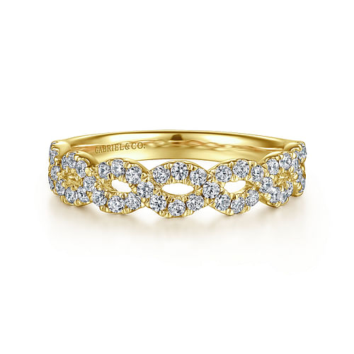 14K Yellow Gold Twisted Diamond Anniversary Band