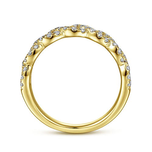 14K Yellow Gold Twisted Diamond Anniversary Band