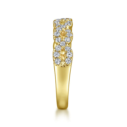 14K Yellow Gold Twisted Diamond Anniversary Band