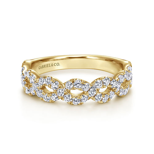 14K Yellow Gold Twisted Diamond Anniversary Band