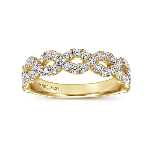 14K Yellow Gold Twisted Diamond Anniversary Band
