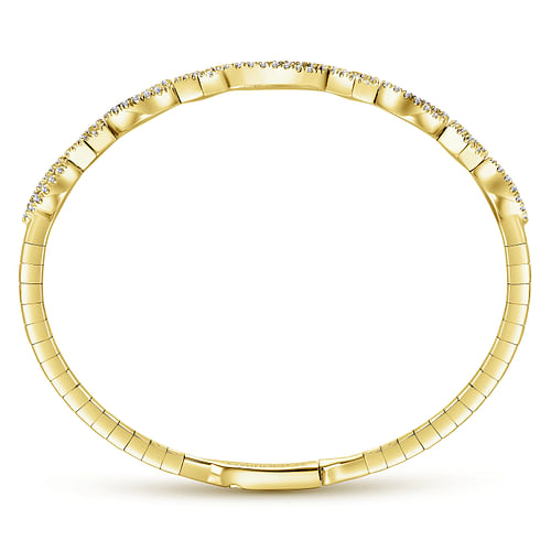 14K Yellow Gold Twisted Diamond Bangle