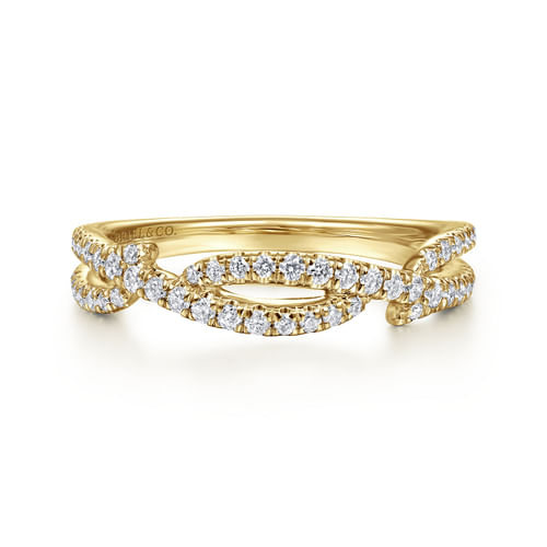 14K Yellow Gold Twisted Diamond Ring