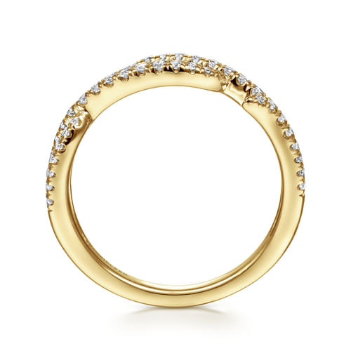 14K Yellow Gold Twisted Diamond Ring