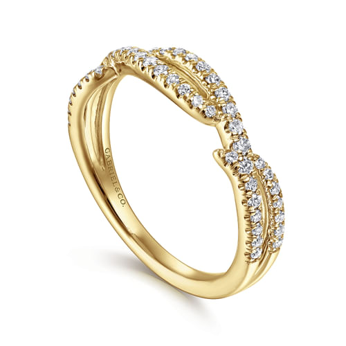 14K Yellow Gold Twisted Diamond Ring
