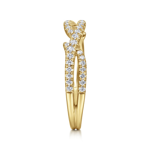 14K Yellow Gold Twisted Diamond Ring