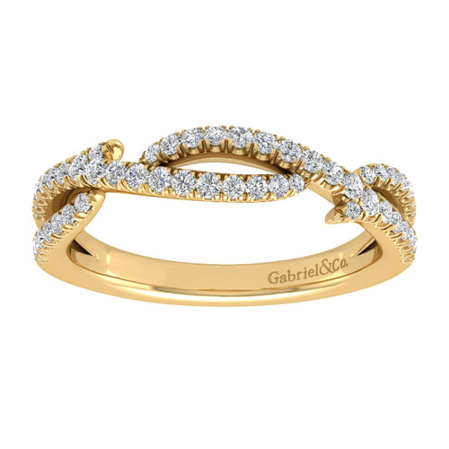 14K Yellow Gold Twisted Diamond Ring