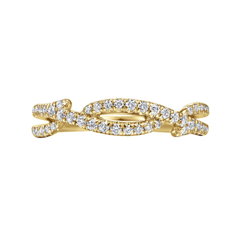 14K Yellow Gold Twisted Diamond Ring