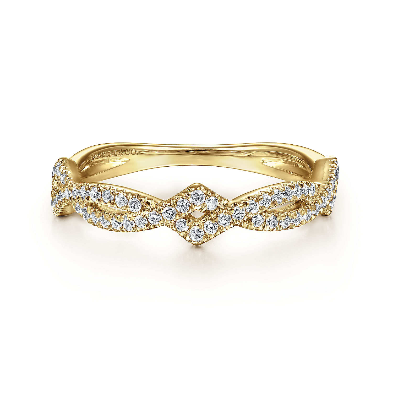 Gabriel - 14K Yellow Gold Twisted Diamond Stackable Ring
