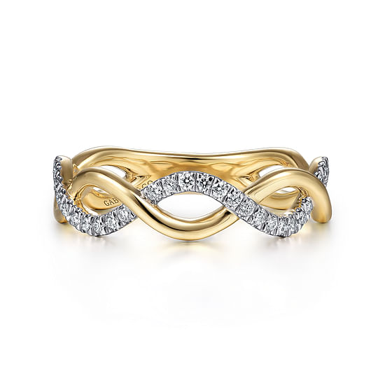 Gabriel - 14K Yellow Gold Twisted Diamond Stackable Ring