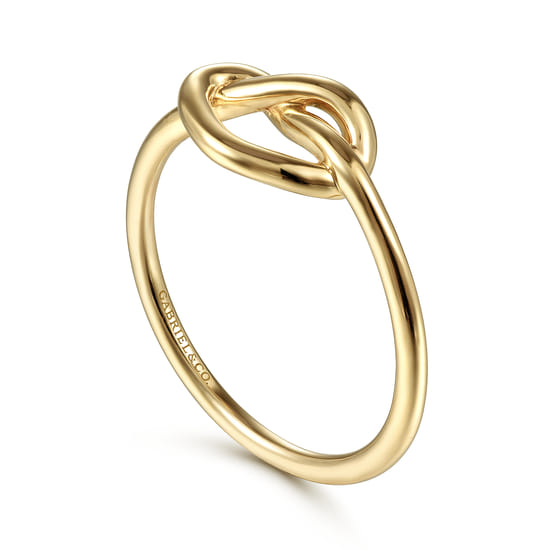14K Yellow Gold Twisted Heart Pretzel Ring angle 3 14K Yellow Gold Twisted Heart Pretzel Ring angle 3