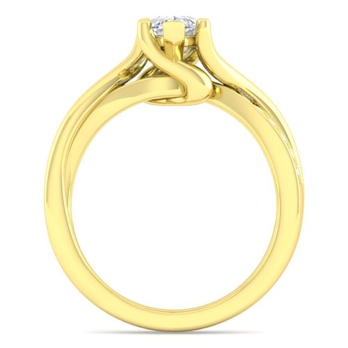 14K Yellow Gold Twisted Marquise Shape Diamond Engagement Ring