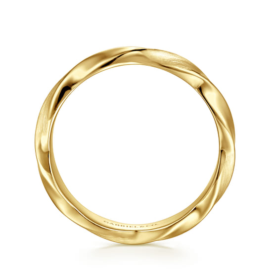 14K Yellow Gold Twisted Men's Ring angle 2