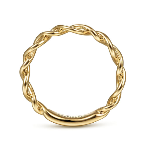 14K Yellow Gold Twisted Metal Stackable Ring