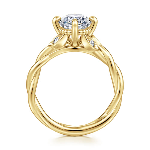 14K Yellow Gold Twisted Oval Diamond Engagement Ring