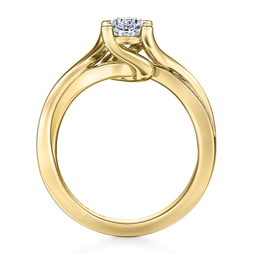 14K Yellow Gold Twisted Oval Diamond Engagement Ring