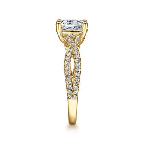 14K Yellow Gold Twisted Oval Diamond Engagement Ring