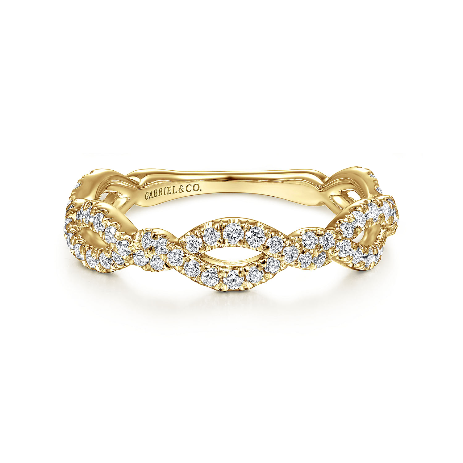 Gabriel - 14K Yellow Gold Twisted Pavé Diamond Stackable Ring