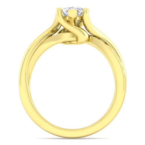 14K Yellow Gold Twisted Pear Shape Diamond Engagement Ring